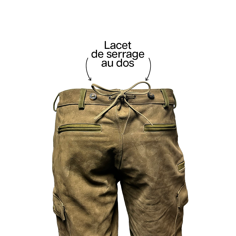Pantalon Cargo en Cuir Nubuck - Fontainebleau